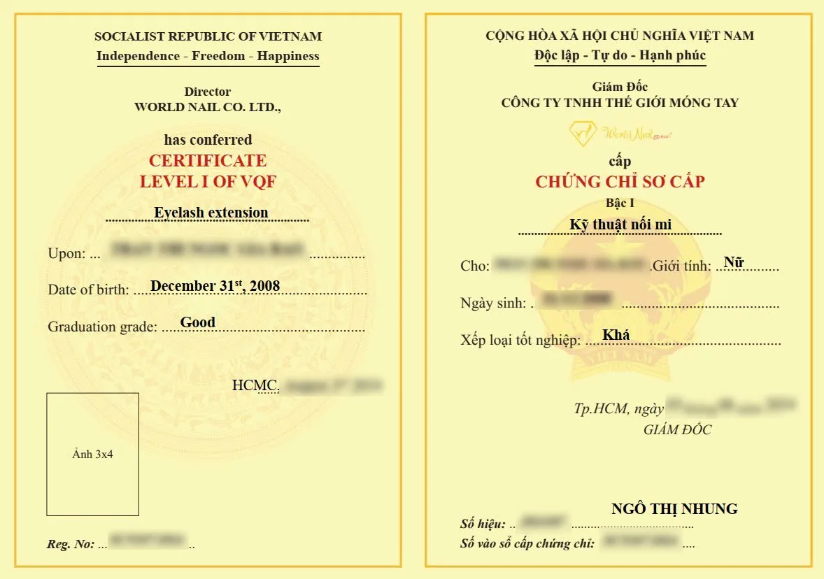 Chứng chỉ Kỹ thuật nối mi