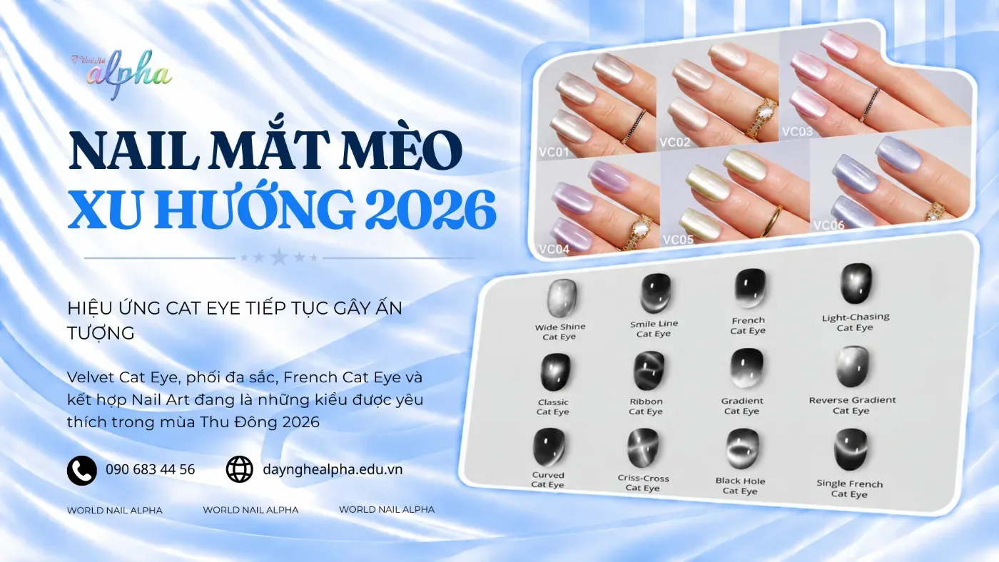 Nail Mắt Mèo 2026: Xu Hướng Cat Eye Thu Hút Mùa Thu Đông