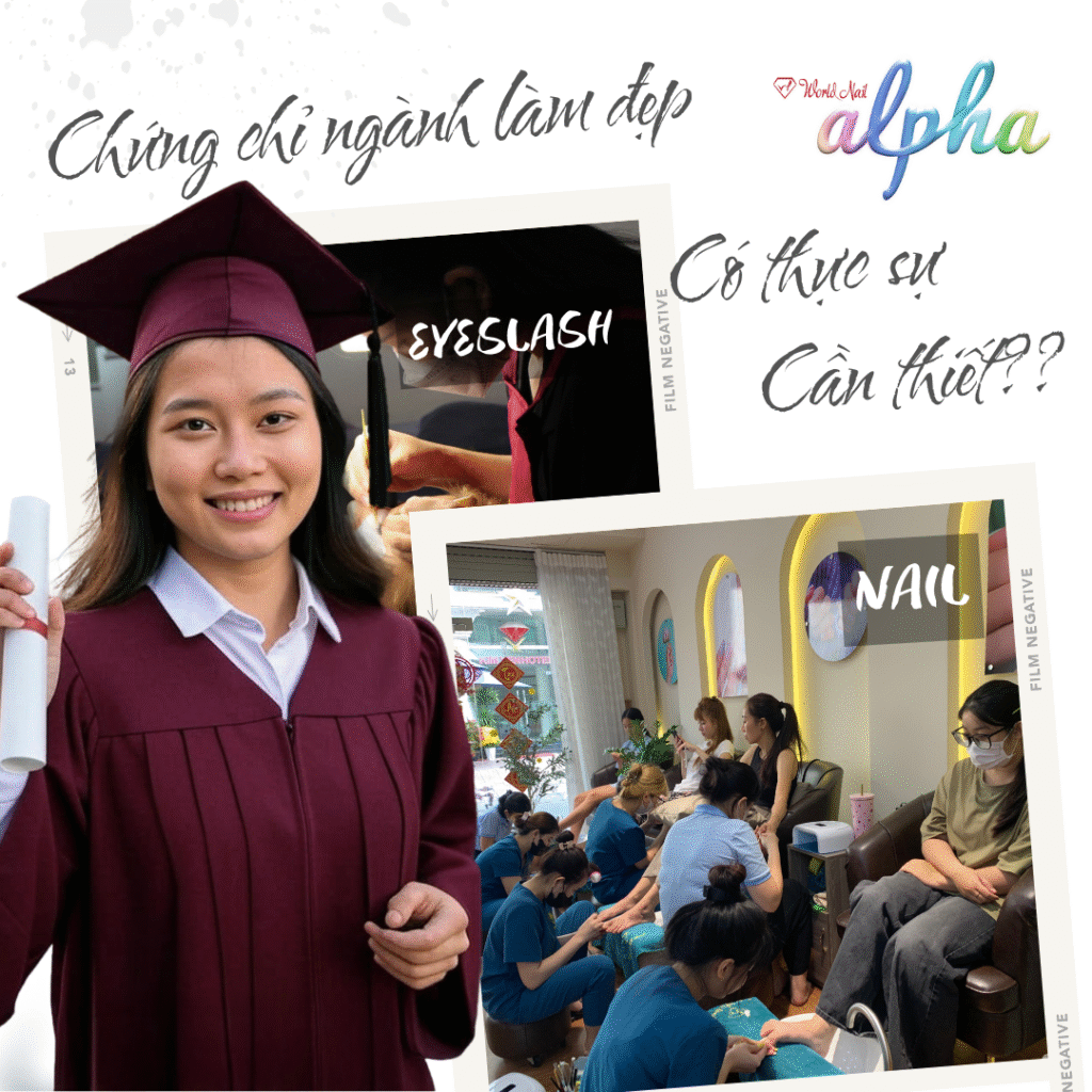 Học viên nhận chứng chỉ nghề làm đẹp tại World Nail Alpha